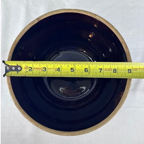 Vintage Brown USA Made 9in Mixing Bowl Pottery Stoneware Cottagecore MCM Decor - Picture 3 of 8